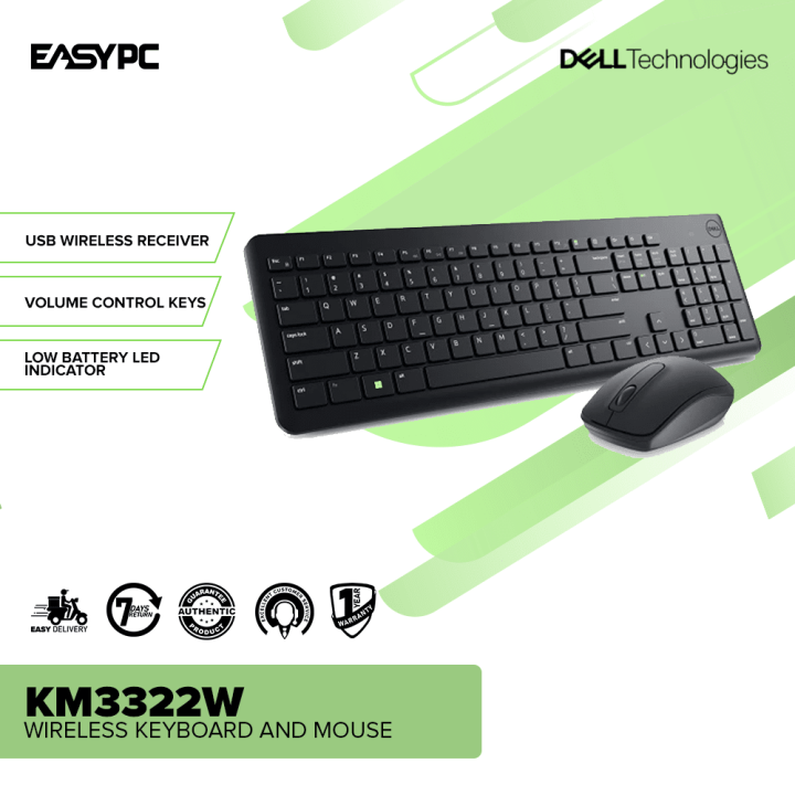 Easypc dell km3322w wireless keyboard and mouse combos lazada ph