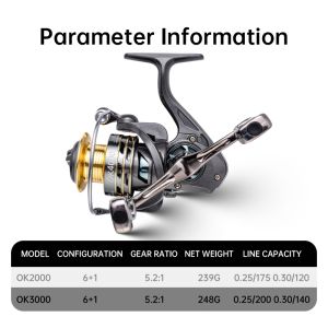 Spinning Fishing Reel Fishing Reel Metal Spinning Reel OK2000 OK3000 Aluminum Fishing Reel Metal bait reel Fishing Reel Bait Reel Fshing Rod Set Fishing Set Accessories