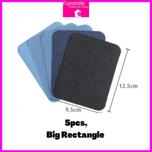 FUNSMILE (5pcs) Denim Iron-on Repair Patches Tampal Jeans Sticker Tampal Baju Seluar Pants Repair Jeans Sticker