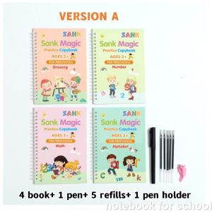 4 IN 1 Reusable Learning Copybook Set With Pen Set Magic Practice Writing Book Education Stationery
