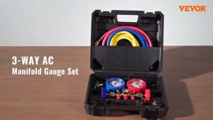 Manifold Gauge Set Car Home Air Cond Refrigerant Gas Meter With 3 Hoses For R134A R22 R404A R12 Diagnostic Repair Tool