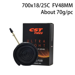CST Ultralight Bicycle Inner Tube 26/27.5/29 Inch MTB 700C Road Bike 0.6mm Thickness Ultra Thin Butyl Rubber Presta FV Schrader SV Valve 48mm 60mm 80mm Racing Grade High Performance Bicycle Interior Tire Tube