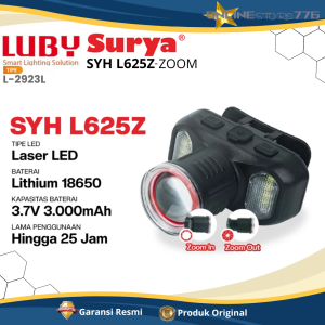 LUBY Senter Kepala Zoom L2923L 40W / Surya SYH L625Z Cahaya Putih Water Resistant - GARANSI RESMI