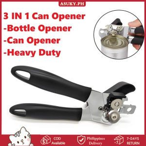 COD【Local Deliver】3-in-1 Stainless Steel Tin Opener Cordless Tin Opener with Lids Off Jar Opener and Bottle Opener