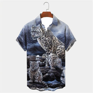 ZEEMIN Mens Shirts Tiger Animal Casual 3d Print Hawaiian Shirt Man Summer Fashion Shirt For Man Daily Short Sleeves Men Clothing Tops