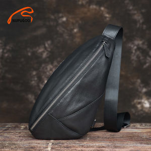 Mens Chest Bag Genuine Leather Casual Messenger Top Layer Leather Fashion Shoulder Bag For 7.9 Inch Ipad NUPUGOO