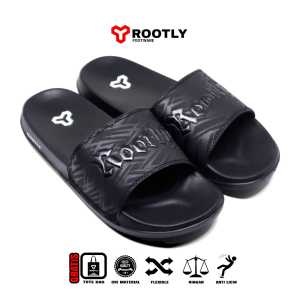 Rootly - Sandal Wanita Pria dan junior Debos Full Black Simple 33 - 44