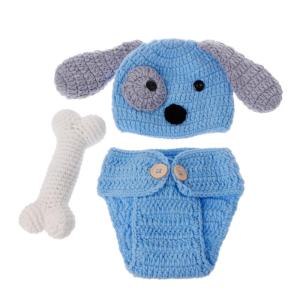 Cute Hat Pants for Newborn Photography Overalls Knitted Shorts Knit Outfits for Baby Boys Girls with White Bone