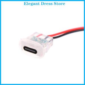 [K&P Elegant]👗👗 2pin USB Type C Input Type Charging Socket With LED Lights Plate Waterproof USB-C Power Port TYPE-C Female Connector Jack