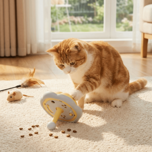 OUTOPEN Rotating Pet Leakage Food Toys Plastic Puzzle Cat Tumbler Feeder Snack Ball Detachable Cat Slow Food Toy Indoor Play
