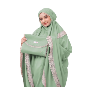 Mukena Renda Remaja Dewasa Satin Premium Size Standar dan Jumbo Bahan Adem by Zahra