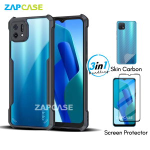 3in1 Case Oppo A16EA16K Armor Fushion Casing Free Tempered Glass Dan Skin Carbon