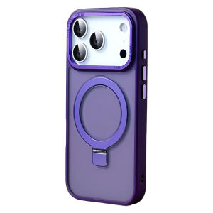 เคสแม่เหล็กขาตั้งโลหะ90 ° สำหรับ iPhone 17 16 15 14 13 12 11 Pro Max เคสแม่เหล็กติดโทรศัพท์ TPU + ฝ้าโปร่งแสง PC กระดุมโลหะ iPhone 17เคสแม่เหล็กติดโทรศัพท์แอร์