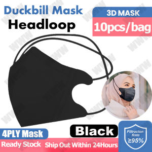 (50PCS Mask Murah)Duckbill face mask 50pcs original 4ply 3d duckbill mask headloop&earloop V-mask for Adult Muslim mask disposable protective no medical 4ply mask duckbill 50pcs medical hijab mask hitam 50pcs murah 10PCS/PACK 【Ship from MALAYSIA】