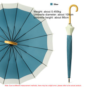 (Ship in 12hrs)AMBRELLA 16 bone wood curved handle straight umbrella Japanese Quality large(big) long lightweight two-color umbrella