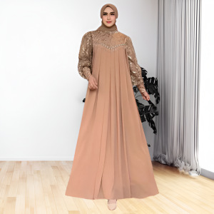 Gamis Kondangan Terbaru 2023 SHENNA GOWN CERUTY MIX BRUKAT Baju Gamis Wanita Dress Muslim Mewah
