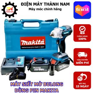 Máy Siết Mở Bulong Dùng Pin Makitta - 2 Pin 10 Cell Dung Lượng Khủng - Khả Năng Vặn Mở Bulong M6-M16 - Bảo Hành 6 Tháng