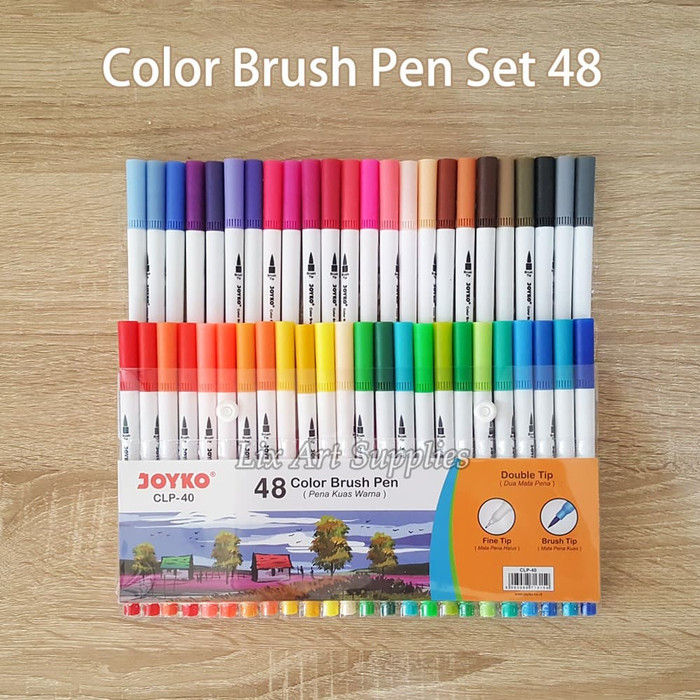 Joyko Double Tip Brush Pen Set 48 Colors (CLP-40) 48 Colors Water