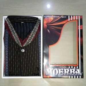 (BONUS DUS) Baju Koko Pria Terbaru Salur Lengan Pendek Songket / KEMKO Bahan Dingin Tebal Halus MOERBA 19D243500