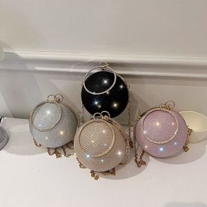 PERCEPT พลอยเทียมเทียม กระเป๋างานเลี้ยงตอนเย็น กระเป๋าสำหรับข้อมือ กลิตเตอร์ กระเป๋าถือทรงลูกบอล ลำลองแบบสบายๆ กระเป๋าสะพายไหล่แบบสั้น กระเป๋าคลัทช์สตรี ปาร์ตี้งานปาร์ตี้