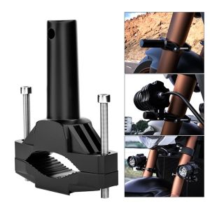 RIN9353 Universal Motorcycle Headlight Bracket Adjustable Aluminium Alloy Spotlight Extension Pole Frame Shock Absorption Large Fixture Black Headlight Clamps For Motorcycle Bumper