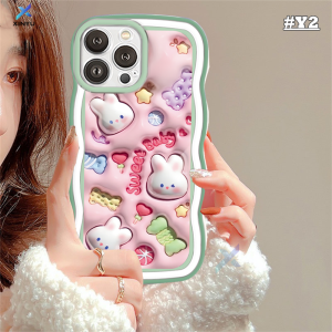 (Lokal Ready) Xinyu Casing hp Realme C53 C51 C55 C33 C35 C31 C30 C30s C21Y C25Y C11 2021 C20 C15 C25 C17 C12 C3 Realme 10 4G 9i 8i 7 Pro Realme 5 Pro 5i 5S 6i Pola kartun 3D bayi kelinci manis kesing warna-warni lembut bening pinggiran gelombang Case
