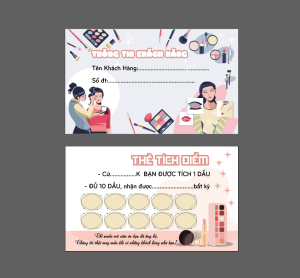 100 thẻ giấy tích điểm spa salon gội đầu nailbox trang điểm nhận in theo yêu cầu inbox để được báo giá