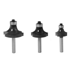 Professional Edged Rounding Router Bit Set 3/8 3/4 1 Inch 3 Piece Alloy Steel Cutters Fit for 1/4 Inch Shank Tool