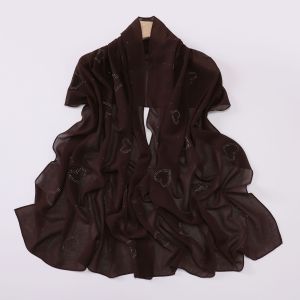 Jifang Shimmer Starry Rhinestones Love Heart Bubble Chiffon Shawl Pashmina Head Wraps Scarves Muslim Hijabs Shawls WC108