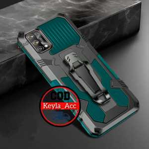 Casing Hp Untuk Realme 7 Pro Hardcase Robot Kickstand Armor Belt Clip Terbaru