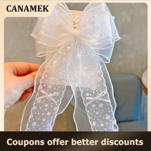 【 CANAMEK 】 Daisy Mesh Lace Bow Hairpin For Girls Childrens Hairgrip Clip Barrette Headwear Hair Accessories