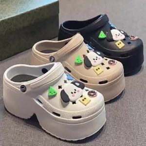 [Free Shipping] New WomenS Summer High-Heeled Clogs With Thick Soles Non-Slip Beach Closed-Toe Sandals For Women