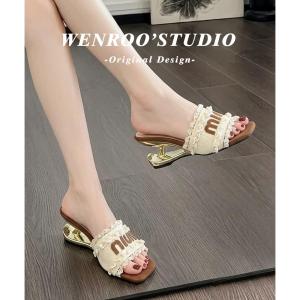 [Free Shipping] 2026 New Niche Lace High-Heeled Open-Toe Wedge Sandals For Summer Perfect With Dresses Fashionable