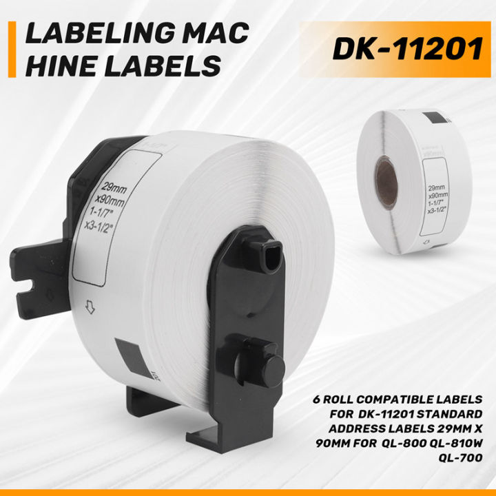 6 Roll Compatible Labels for -11201 Standard Address Labels 29mm x 90mm ...