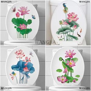[COD] WANGJIA WC Stickers Toilet Plant Floral Wall Sticker For Bathroom Toilet Lid Sticker Decal Self Adhesive Mural Home Decoration