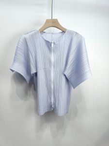 2329-2179 One Size (45-75kg) Suit Solid Color Round Neck Zipper Half Sleeve T-Shirt Loose Casual Draping Effect Trousers