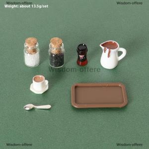 [COD] Wisdom-offere 7Pcs Desktop Scene Simulation Micro Model Parts Handmade Miniature Dollhouse Coffee Cup Model Decorative Tray Plate Accessories