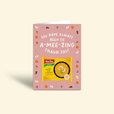 Singapore Souvenir Greeting Card – (Thank you / Thanks / Happy Teachers Day / Teacher) (Salted Egg Mee Goreng)