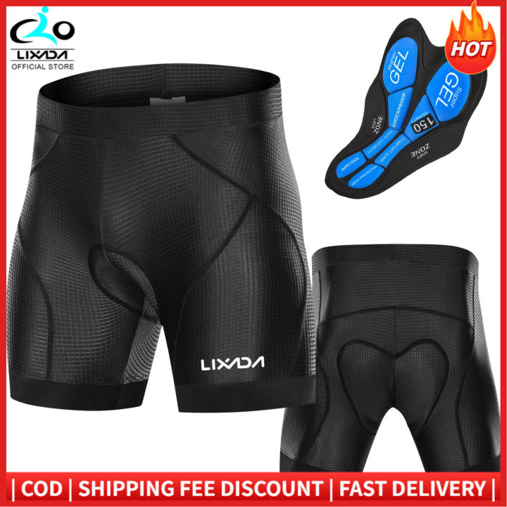 Lixada Men Bike Padded Shorts with Anti-Slip Leg Grips Cycling 3D Padded  Underwear Bicycle Padding Riding Shorts Biking Underwear Shorts
