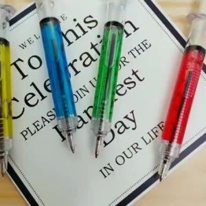 Ballpoint Pen Multi-Color Liquid Syringe Needle Tube Cute Shape Black Ink Smooth Bullet-Tip Push-Button Ballpoint Pen School Student Creative Stationery Supplies