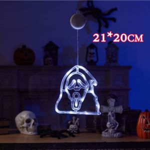 【กรุงเทพจัดส่งสินค้า】Herpurple 2025 ฮาโลวีน LED Sucker ไฟประดับ  ตกแต่งบ้าน ของตกแต่งฮาโลวี โคมไฟหน้าต่างแขวนฟักทอง
