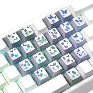 Additional Textured Keycaps Showcasing Glowing Butterfly Heart Designs For Ergonomic Keyset Tailoring