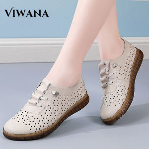 VIWANA White Flats Shoes Korean Style Leather Ladies Loafers Soft Sole Black Casual Shoes For Women Plus Size 41 Slip On Flat Women Shoes