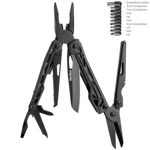 NexTool Black Knight Multi-Tool 12 Functions with Pouch and Bit Kit (Updated Locking Version) 10-year warranty