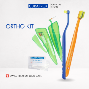 Curaprox Complete Ortho Kit Set for Ortho with toothbrushes interdental brushes and ortho wax