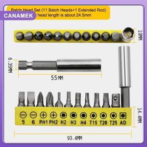 【CANAMEK】 L Type 1 4 Hexagon Screwdriver Bit 90 Degree Double End Handle Black 6.35mm Wrench Tool For Matching Bits Set