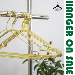 ไม้แขวนเสื้อ ไม้แขวนเหล็กทอง รุ่น ลวดเกลียวทอง วัสดุเหล็ก สีทอง แพ็ค 12 ไม้