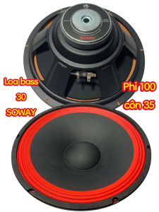 Loa bass 30 SOWAY - giá 1 cái - phi 100 côn 35 gân vải 3 xếp màu đỏ - loa bình dân
