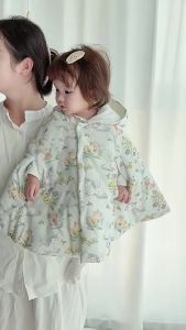 Baby windproof cape for going out in autumn and winter padded childrens outdoor cape warm and thickened baby windproof cape for winter