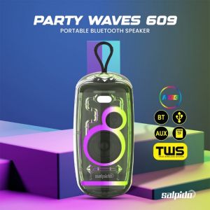 Salpido Party Waves 609 Portable Bluetooth Speaker - Type-C Rechargeable TF Card/USB Play RGB LED Lights Outdoor Party Speaker